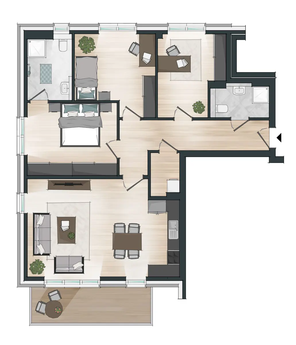 Grundriss Wohnung D46