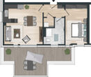 Grundriss - Stilvolle Penthousewohnung – 2-Zimmer, KfW40, Neubau